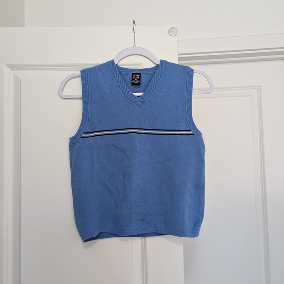 Classy Bright Blue Knit Vest With Stripe Pattern Size Medium - Picture 1 of 4